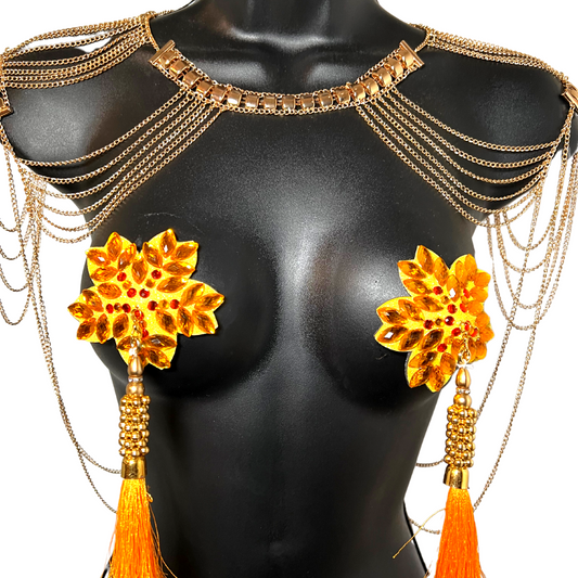 GOLDEN COLLAR Gold Chain Collar / Body Jewelry for Lingerie Rave Burlesque Festivals