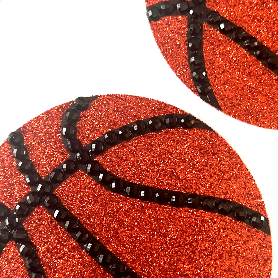 SPORTY SPICE Basketball Design Nipple Pasties, Covers (2pcs) pour Burlesque, Rave Lingerie et Festivals