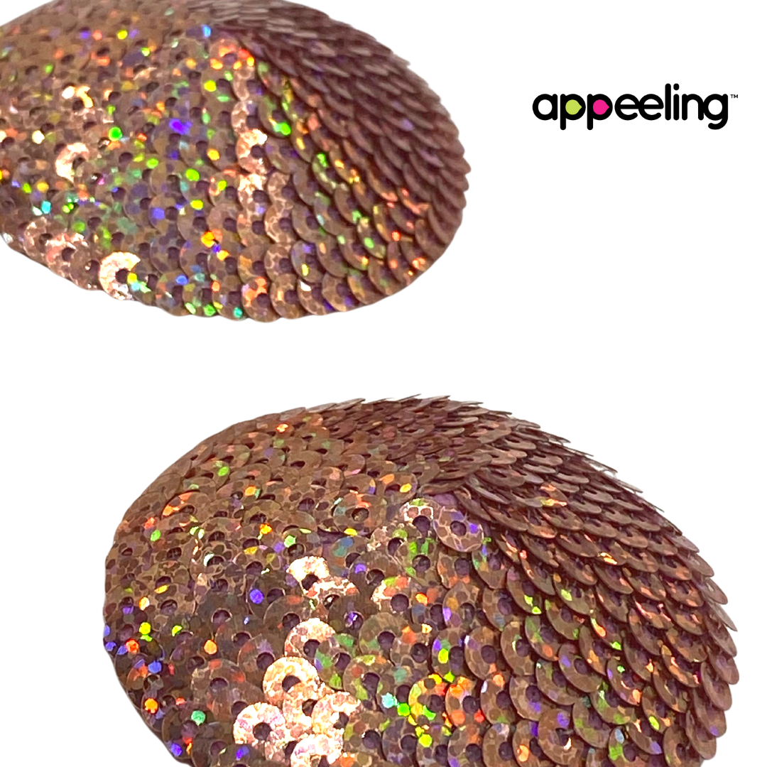 BRONZE BEAUTY - Sequin Circle Nipple Covers, Pasties for Burlesque, Lingerie, Festivals