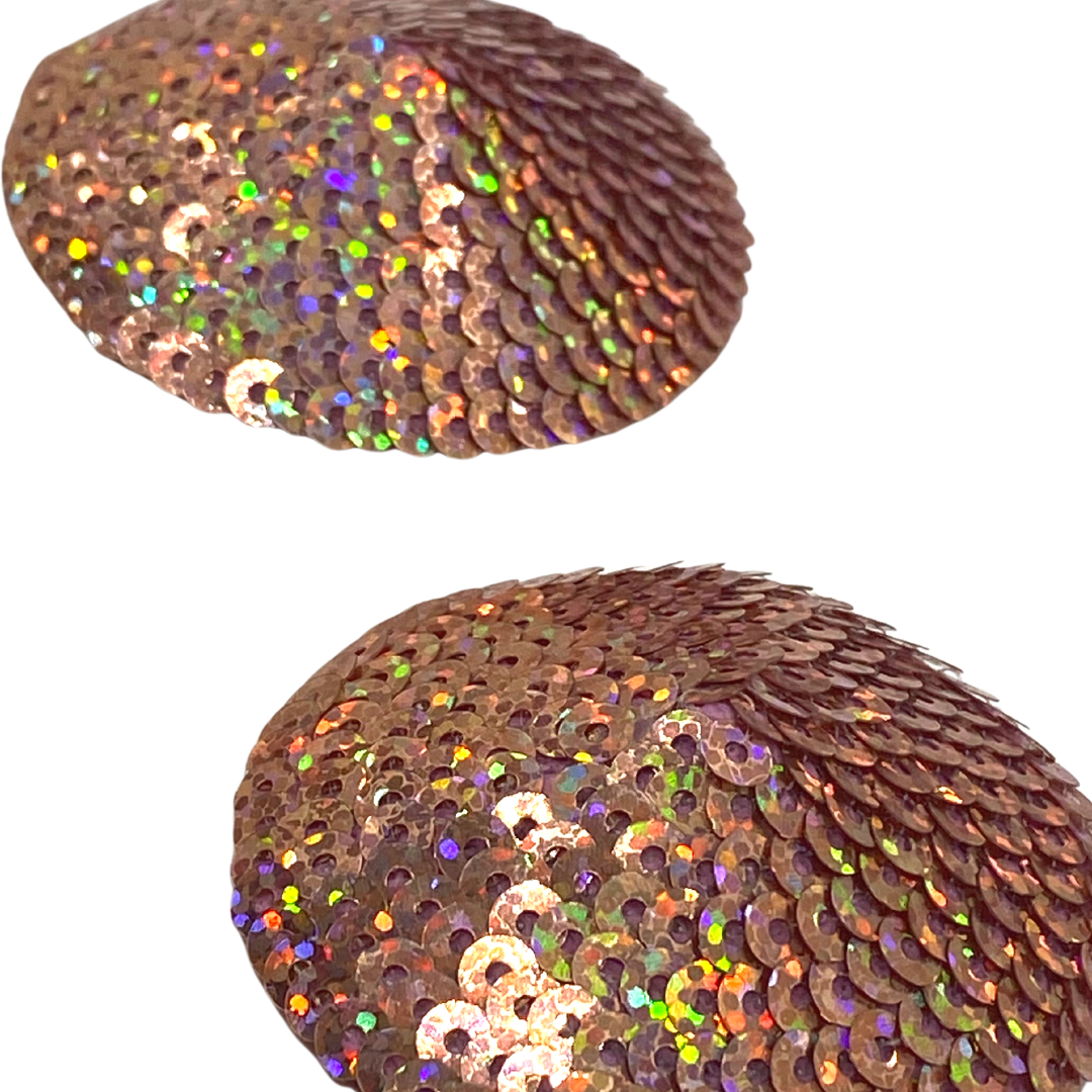 BRONZE BEAUTY - Sequin Circle Nipple Covers, Pasties for Burlesque, Lingerie, Festivals