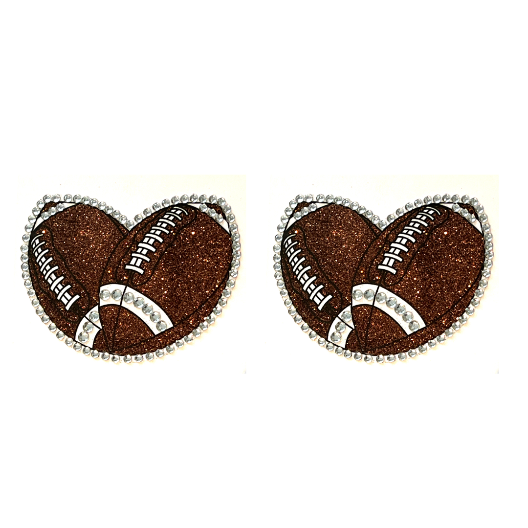 HALFTIME SHOW Football Glitter & Gem Nipple Pasty, Nipple Cover (2pcs) for Lingerie Festivals Carnival Burlesque Rave