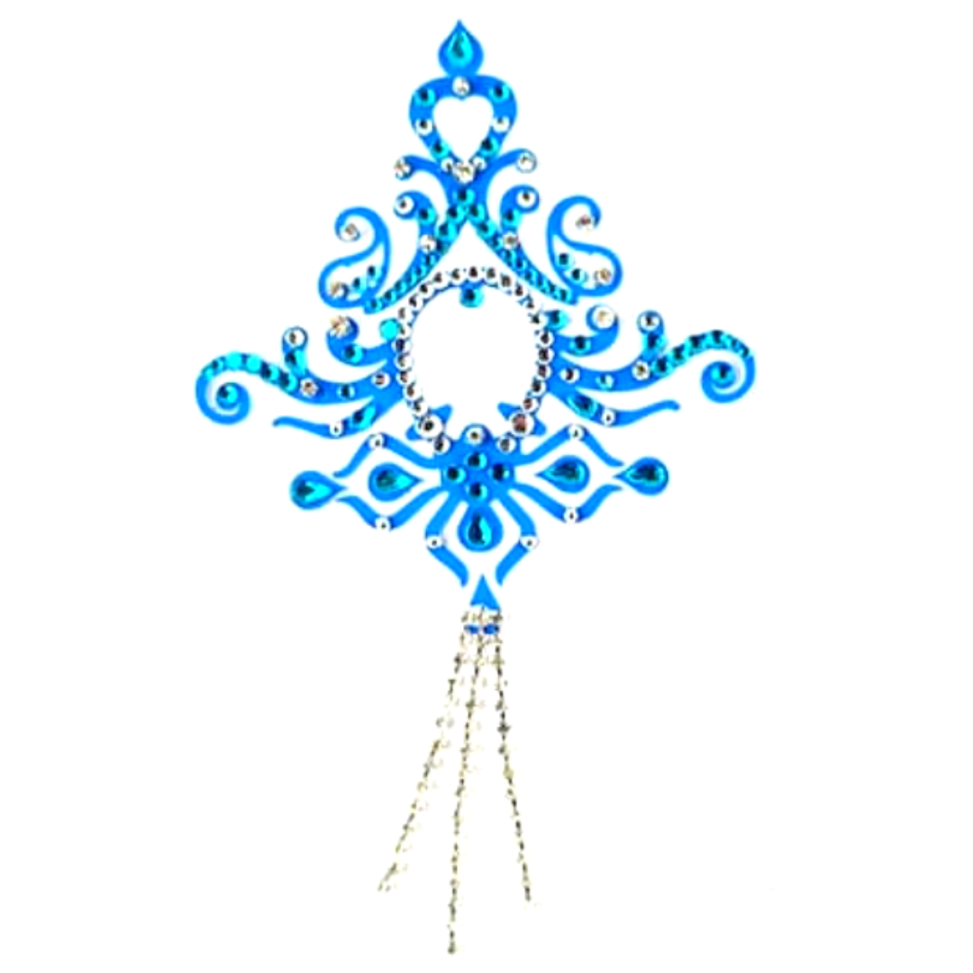 JASMINE Aqua Rhinestone & Crystal Intricate Nipple Pasties, Covers (2pcs) for Burlesque Raves Lingerie Carnival