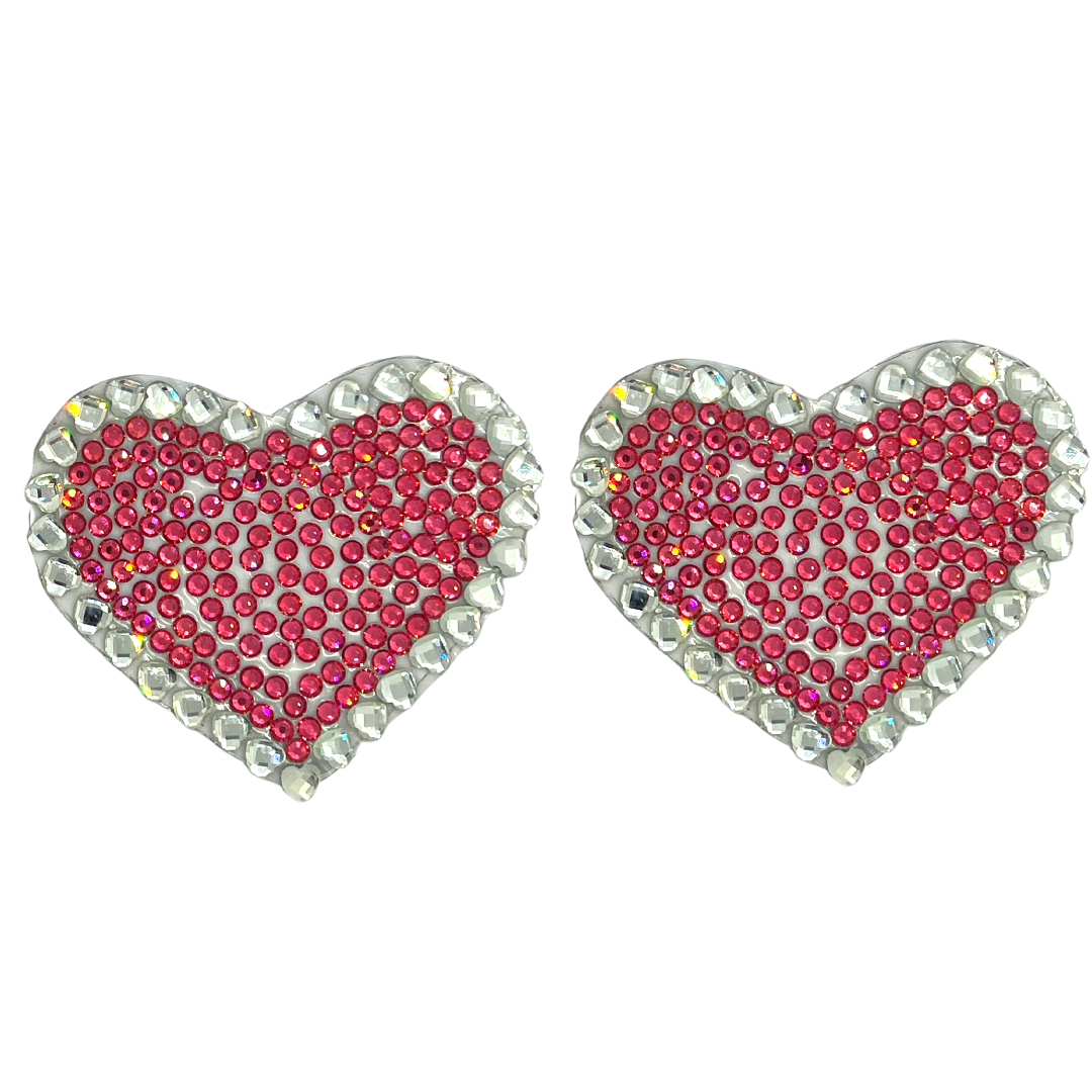 Appeeling ‘Pink Sugar’ Heart Pink Crystal Nipple Pasties, Covers for Burlesque Lingerie Raves