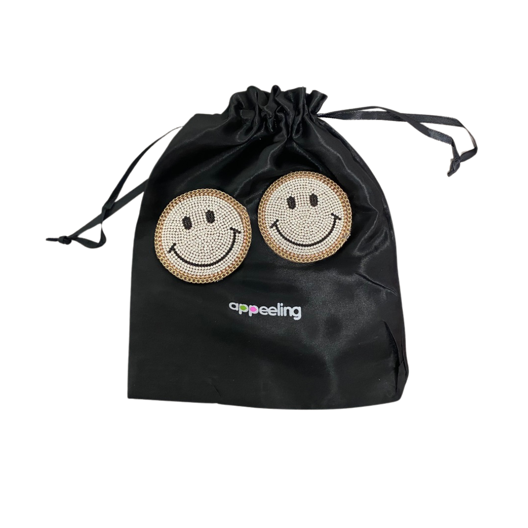 Happy Daze Rhinestone Happy Face Nipple Pasty, Covers for Raves Burlesque Lingerie Festivals