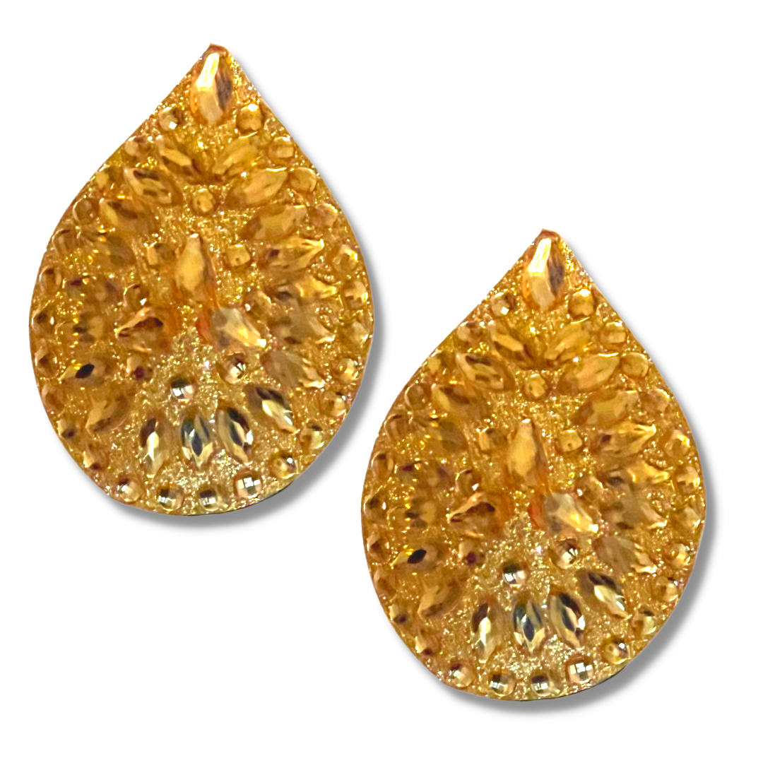 MIDAS Glitter and Gem GOLD Teardrop Nipple Pasty, Cover (2 pcs) pour les festivals de lingerie Carnaval Burlesque Rave