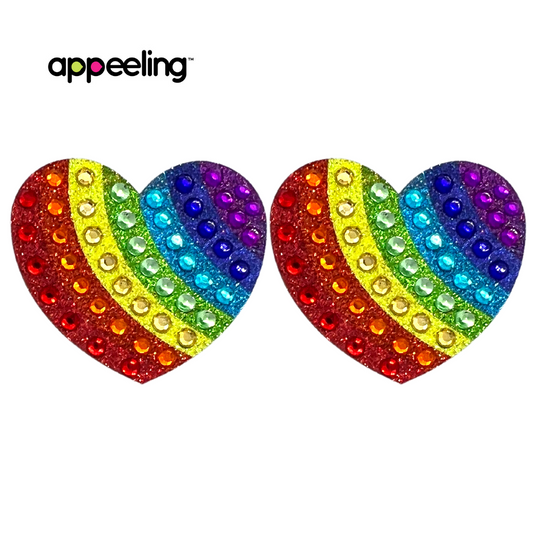 SPARKY - Glitter and Gem Heart Nipple Pasties, Covers for Festivals, Pride Rave Burlesque Lingerie pasty