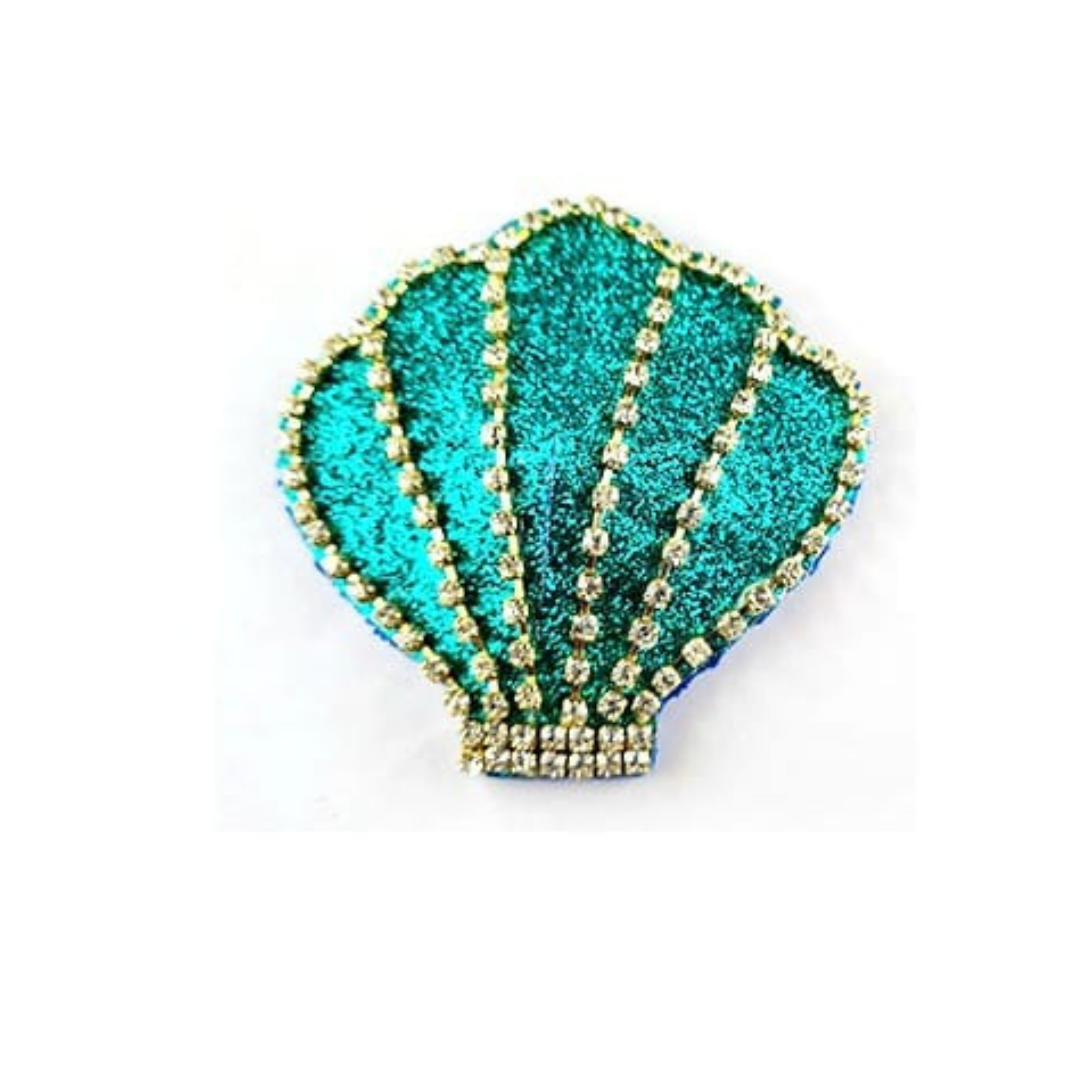 AQUA VITA  Aqua Shell Glitter & Rhinestone Nipple Pasties, Covers for Lingerie Burlesque Festivals Raves