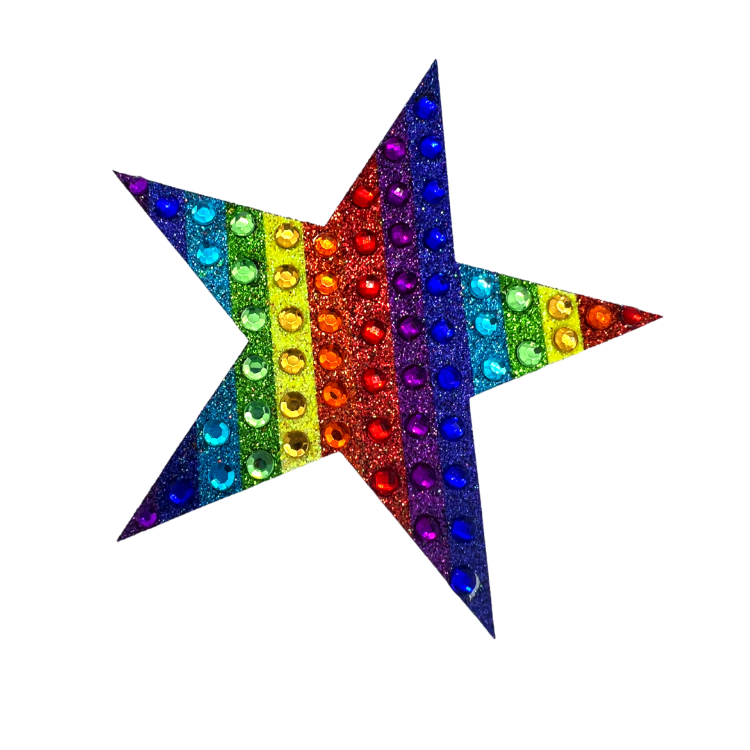 Superstar - Glitter Star Pride Nipple Pasties, Covers for Festivals Rave Burlesque Lingerie