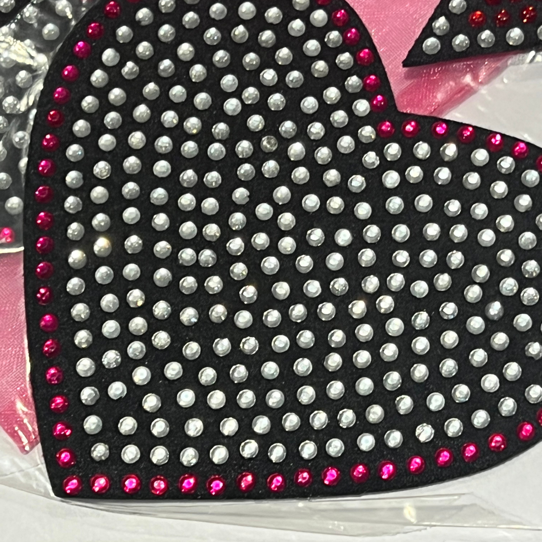 ROCK STAR BUNDLE - 2 Pairs of Reusable Crystal Heart Nipple Pasties, Covers (4pcs) for Burlesque Raves Lingerie and Festivals – SALE