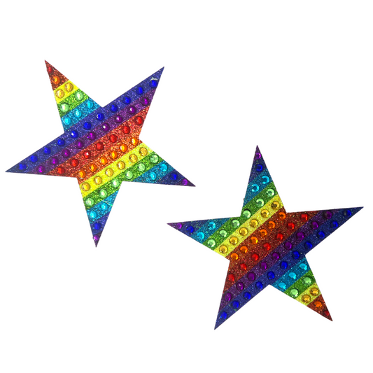 Superstar - Glitter Star Pride Nipple Pasties, Covers for Festivals Rave Burlesque Lingerie