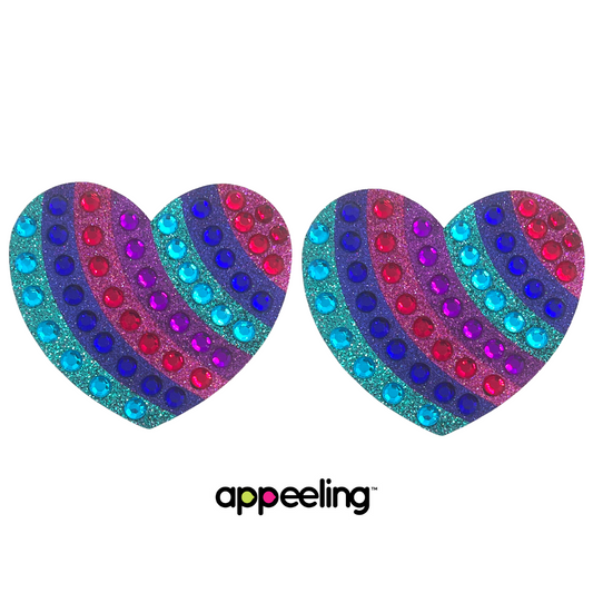 BILLIE - Glitter Heart Pride Nipple Pasties, Covers for Festivals, Raves Burlesque Lingerie