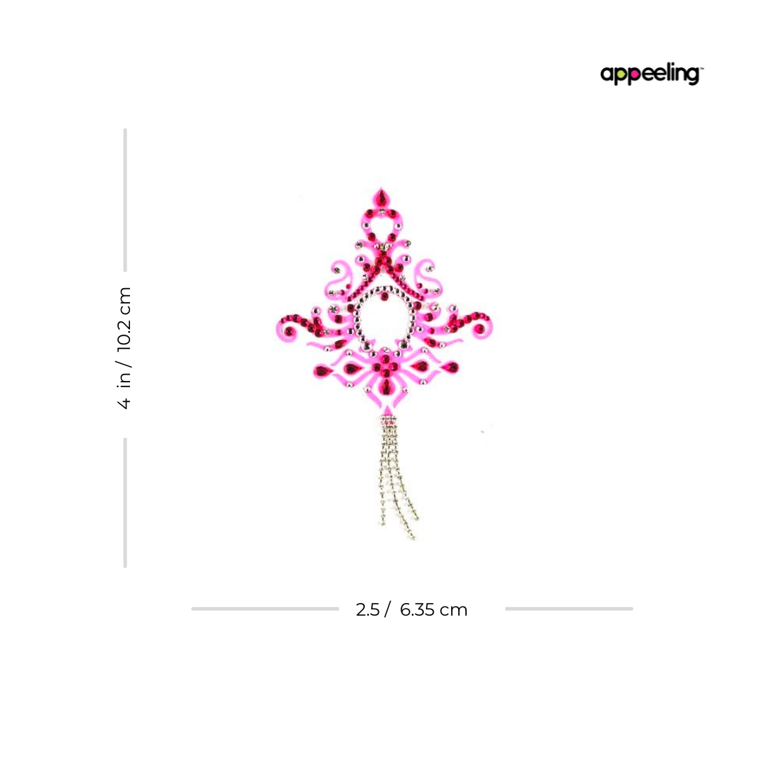 JASMINE Pink  Rhinestone & Crystal Intricate Nipple Pasties, Covers  (2pcs) for Burlesque Raves Lingerie and Festivals