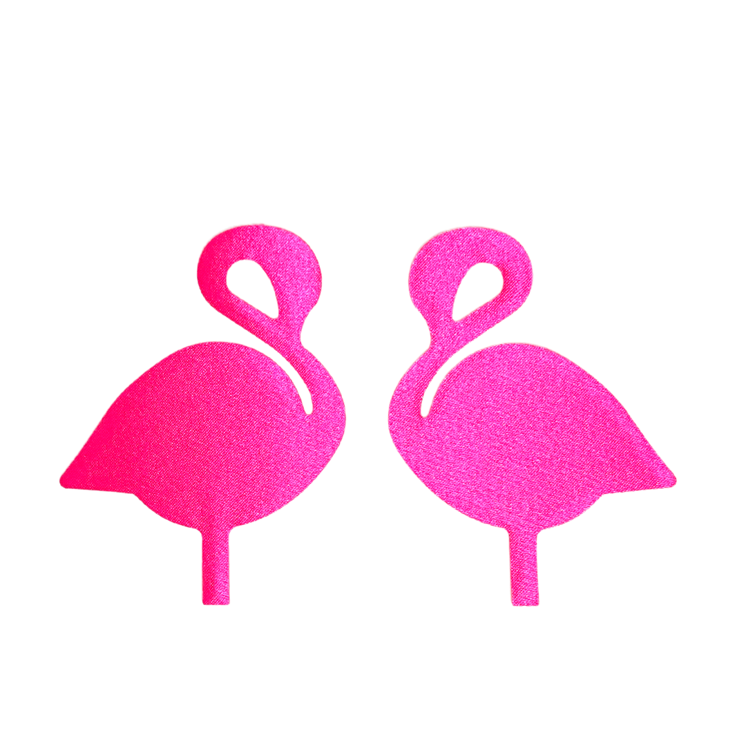 FLAM-TASTIC Flamingo Satin Nipple Covers, Burlesque Pasties, Body Jewelry