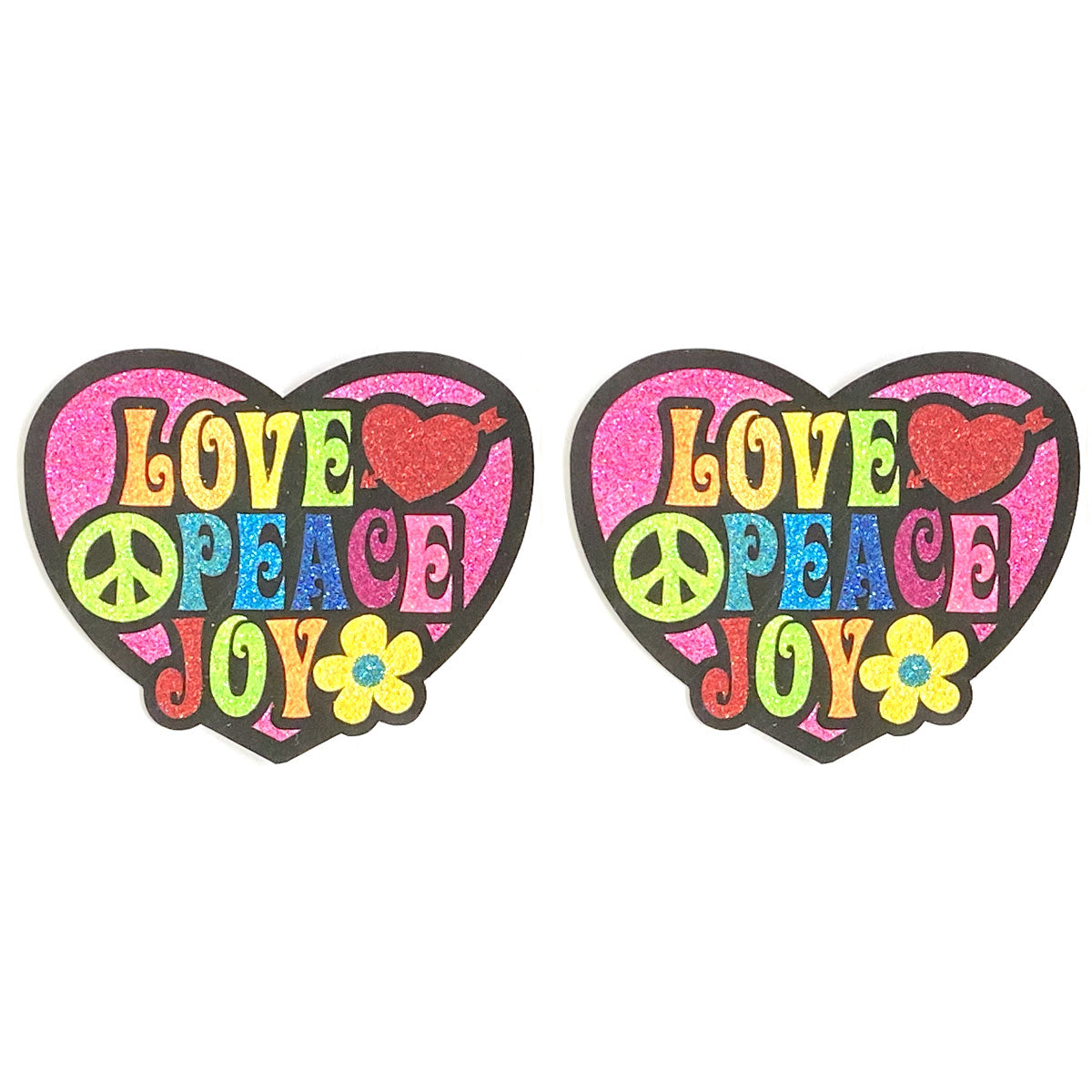 Haight & Ashbury Peace, Love Joy Nipple Pasties (2 pcs) Nipple covers for Burlesque Raves Festivals