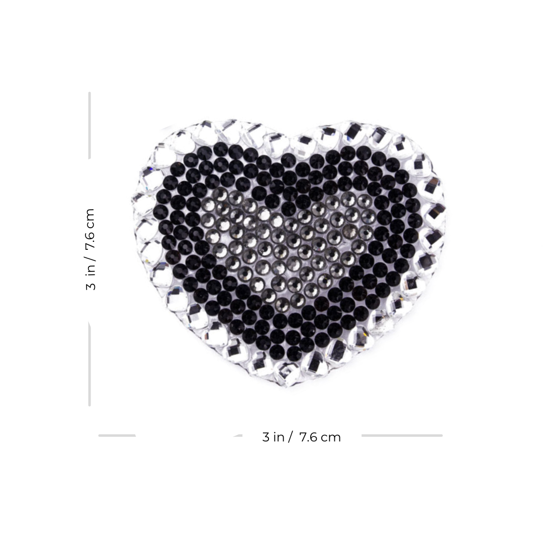 JOSEPHINE JEWEL - BLACK Rhinestone Rhinestone Heart Pasties, Body Jewelry, Burlesque Tassels, Nipple Covers