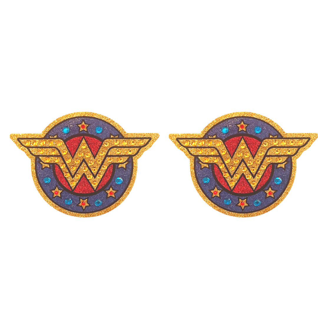 Wonder Full - Superhero reusable nipple pasties, covers (2pcs) for burlesque raves festivals costumes